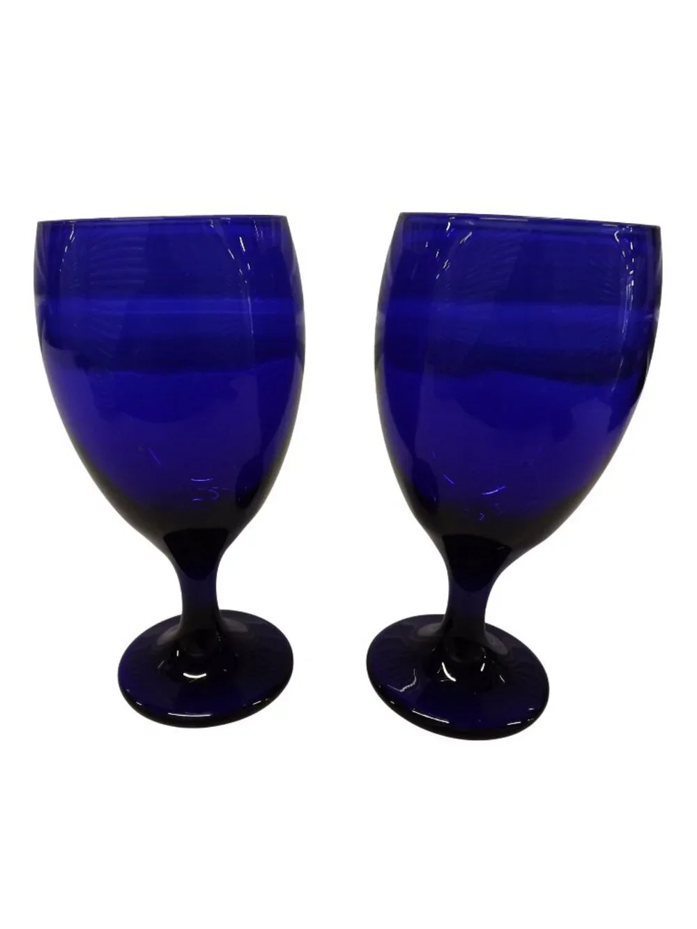 Libbey Premiere Cobalt Blue Teardrop Stem Goblet Glasses Water Iced Tea Set Of 2